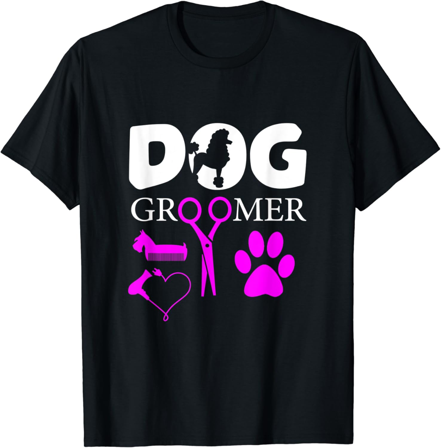 Dog Groomer Cute Pet Design With Grooming Kit TShirt Amazon.co.uk